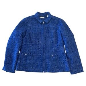 Coldwater Creek | Blue Black Tweed Zip Up Blazer Jacket size 12